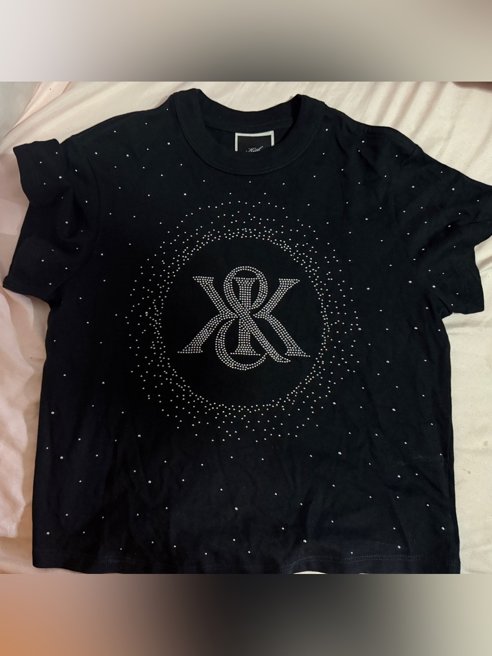 KITH Black Rhinestone Logo Tee